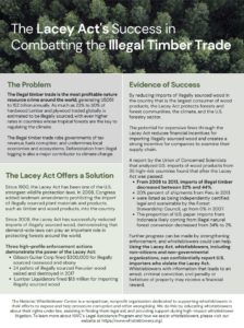 Overview on how Lacey Act ca combat illegal timber trade